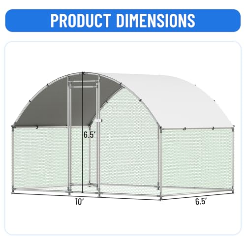 Large Metal Chicken Coop with Run, Walk-in Poultry Cage with Dome Roof for Backyard, Galvanized Heavy-Duty Frame for Ducks & Rabbits - size: 78.0"L x 120.0"W x 78.0"H