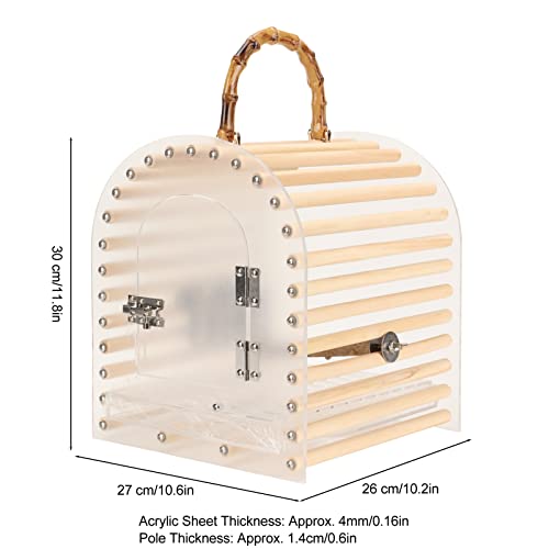 Lightweight Bird Travel Bag Portable Bird Cage Escape Portable Travel Bird Carrier Circular Arc Small Transparent Acrylic Travel Bird Carrier for Bird Parakeets