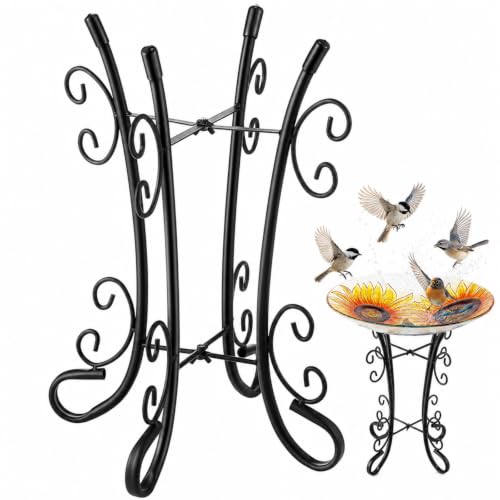 Outdoor Metal Bird Bath Stand, Sturdy Birdbath Bowl Stand, 16.6 Inch, Fade and Weather Resistant, Outdoor Decoration for Glass BirdBaths, Garden Yards Lawn (Ornate) - style: Ornate