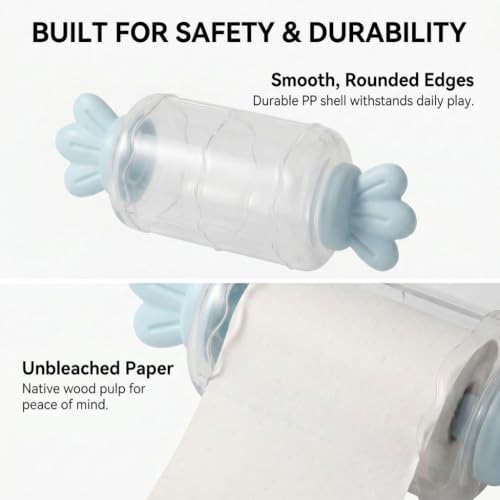 Bird Paper Roll Shredding Toy, 5 Refill Rolls, Parrot Chewing Toy | with Hanging Chain for Bird Cage, Foraging Chew Accessory, Fits Parakeet Cockatiel Conure Lovebird Canary, Small Medium Birds