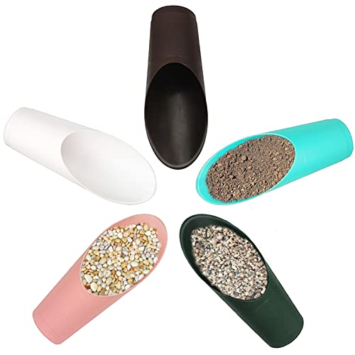 5PCS Bonsai Soil Scoops, Plastic,Potting Scoopers, Bucket Shovel, 5-Color | Garden Soil Scoops, Colorful Small Gardening Tools, Suitable for Flower Planting, Bonsai, Potting, Cultivation, Weeding