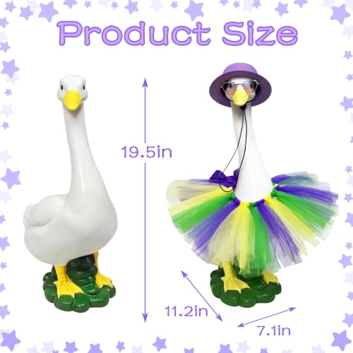 Large Resin Porch Goose Statue, Garden Lawn Yard Sculpture Decor for Gift | Porch Duck Weatherproof Ornament for Patio, Lawn & Yard, Ideal Housewarming & Birthday Gift for Mom, Women & Men - style: purple hat goose