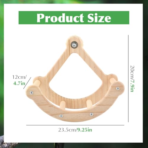 Bird Perch Toy, Wooden Interactive Rocking Parakeet Toys & Perches, Exercise Wheel Cockatiel Toys, Intelligence Puzzle Birds Enrichment Toy Bird Playground for Budgies Conure (Wood)