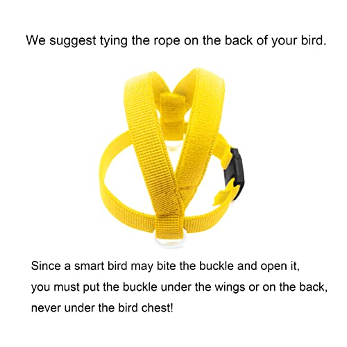 VANFAVORI Bird Harness with Buckle Clip, with 80-inch Leash,S Size, Yellow | Easy-to-wear Buckle Clip Design. For Birds Parrots Cockatiel (Weight 85-105 g). Kit Ideal for Outdoor Flying and Training