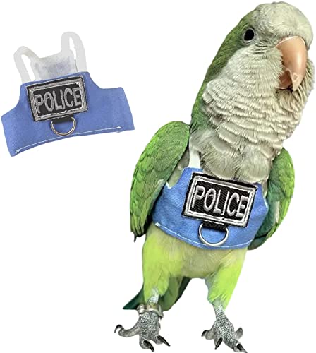 RRRIOT Bird Flight Harness Vest, Parrot Flight Suit with Leash, Blue, Medium, Cotton, Anti-Slip Rubber, Zipper Closure, Suitable for Parrots, Birds - size: M