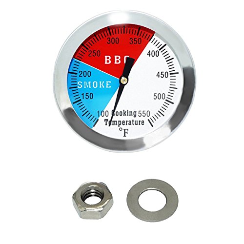 2 Inch Grill Temperature Gauge BBQ Thermometer for Charcoal Grill or Smoker | BBQ Grill Thermometer Gauge Replacement with 2.5 Inch Probe Reads 100-550F for Smoker Grill Wood Charcoal Pit Temp