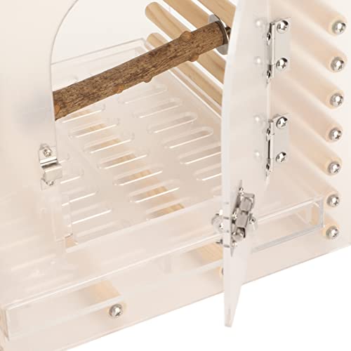 Lightweight Bird Travel Bag Portable Bird Cage Escape Portable Travel Bird Carrier Circular Arc Small Transparent Acrylic Travel Bird Carrier for Bird Parakeets