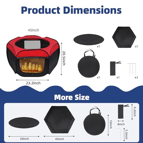 Brooder Box for Chicks Starter Kit - Upgraded Dual Door Collapsible Large Chicken Pen, Easy to Clean Chicken Coop Supplies for Ducks, Quail, Cats, or Dogs, Holds Up to 20 Chicks