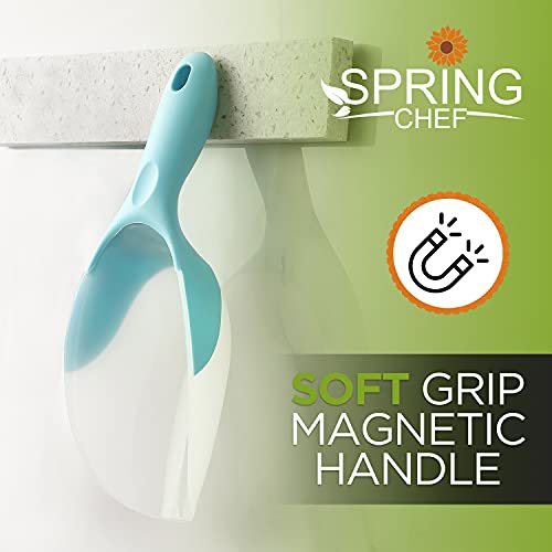 Spring Chef Magnetic Ice Scoop for Freezer, BPA-Free Food Scooper, Aqua Sky | Flexi-Plastic BPA-Free Popcorn Scoop with Soft Grip Handle - Dishwasher Safe Ice Scooper - Food Scooper for Flour, Pet Food - color: Blue (Aqua Sky)