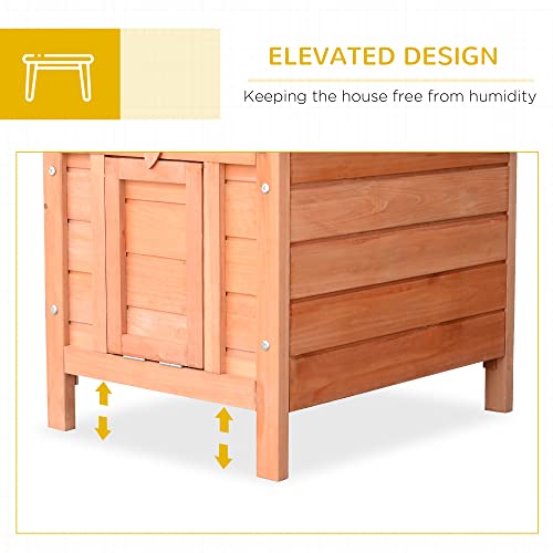 PawHut Small Wooden Rabbit Hutch Bunny Cage Guinea Pig Cage Duck House Dog House with Openable & Waterproof Roof, Natural - color: Brown
