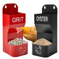 2 Pack Chicken Oyster Shell Feeder and Grit Device, Corner Chicken Feeder, Coop Accessories, Suitable for Hens and Chicks (Black + Red - 2)