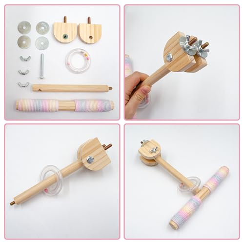 Bird Cage Accessories, Wooden Swing Perch Toy with Rope and Plastic Circle, Parakeet Toys, Bird Toys for Budgies, Cockatiels, Lovebirds, Green Cheeks, Small to Medium Birds