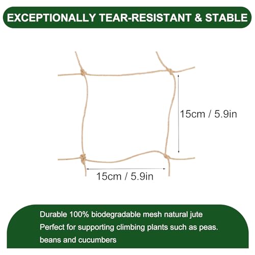 2 Pcs Plant Support Netting, Natural Jute Net, Garden Trellis Netting for Climbing Vining Plants(6.6 Ft x 9.8 Ft, 5.9 Inch Squares)
