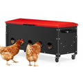120lb Automatic Metal Chicken Feeder, Heavy Duty Gravity Chicken Feeder Box with Weatherproof Lid Brake Casters,Portable Chicken Feede No Waste Poultry Feeder for Ducks, Geese