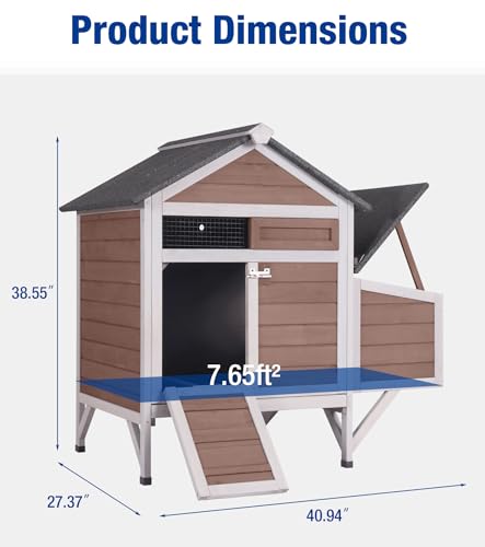 Chicken Coop Outdoor Weatherproof Chicken House with Lockable Nesting Box Slide-Out Cleaning Tray 2 Round Perches & Elevated Predator-Proof Base for 2-4 Chickens Ducks Brown - color: Brown
