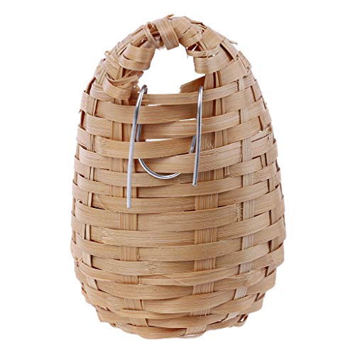 Small Bird Nest with Metal Hook Hand-Woven Bird Eco-Friendly Natural Bamboo Cage Accessories Hanging Bird Shelter
