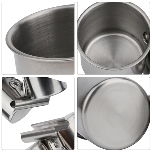 Hypeety Bird Feeding Double Cups Stainless Steel Food Water Bowls with Clip | Rust-proof stainless steel hanging bowl, bird seed feeder cups with clip, cage stand accessories, for parrot/cockatiel/conure