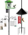 Bird Feeder Pole, 108 inch Bird Feeder Stand Station with Squirrel Proof Baffle, Outdoors Birdhouse Pole Heavy Duty (Birdhouse Not Included) - color: Green