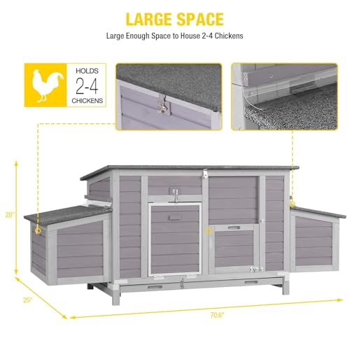 Aivituvin Chicken Coop with Two Nesting Boxes Large Wooden Hen House Outdoor Weatherproof Rabbit Hutch Duck Cage (AIR69) - size: AIR69