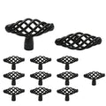 Jiozermi 12 Pack Oval Birdcage Cabinet Knobs, 2" Length, Flat Black | 2" Length Drawer Pulls, Iron Handles, Flat Black - size: 2 inch, Oval