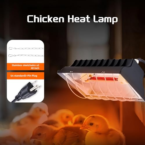 Chicken Coop Heat Lamp 250W Brooder Heating Plate for Chicks Hanging Light Heated Adjustable Temp with Anti-Fall Aluminum Alloy Lamp Shade Suitable for Poultry, Livestock & Small Pets - color: 2pc Black