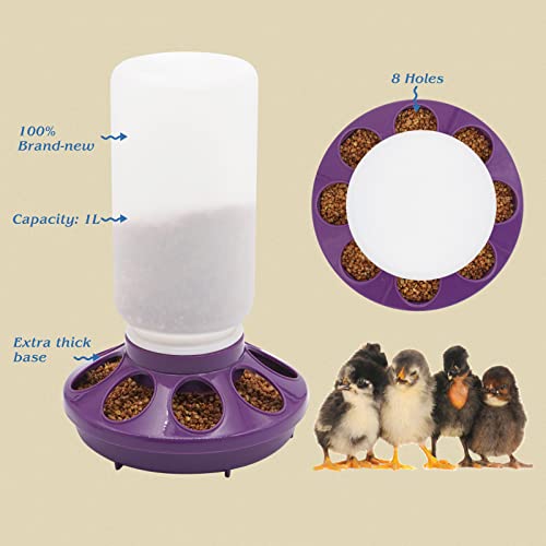 2 in 1 Chick Starter Set, 0.3Gal Feeder & 0.3Gal Waterer Set Purple | Chick Feeder and Waterer, Quail Feeder, Duck Feeder, Poultry Waterer, Chicken Feeder and Waterer Set, Baby Chicken Supplies - color: Purple