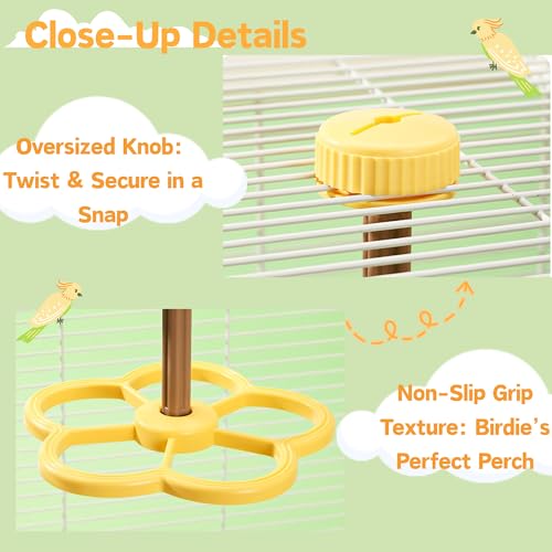 Spinning Bird-Toys Bird Cage Toys & Bird Perch Parrot-Parakeet Budgie Cockatiel Conure Macaw Chicken Parrot Enrichment Cage Accessories Small Animal Chewing Toy (Yellow Perch) - color: Yellow Perch