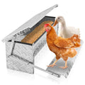 Treadle Chicken Feeder Automatic Large Poultry Feeders Capacity Treadle Self Opening Pou with Weatherproof Lid Rain Cover for Roosters Pheasant Chicken Outdoor Coop Silver Full Aluminum(18lbs/5000g) - size: 18LB Capacity