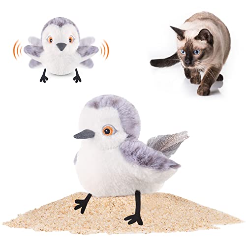 Potaroma Cat Toys Flapping Bird (No Flying), Lifelike Sandpiper Chirp Tweet, Rechargeable Touch Activated Kitten Toy Interactive Cat Exercise Toys for All Breeds Cat Kicker Catnip Toys 4.0" | Lifelike Sandpiper Chirp, Touch Activated, Rechargeable Kitten