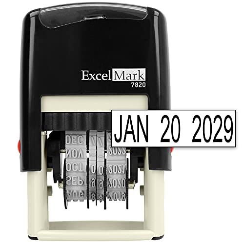 ExcelMark 7820 Self-Inking Rubber Date Stamp – Great for Shipping, Receiving, Expiration and Due Dates (Black Ink) - color: Black Ink