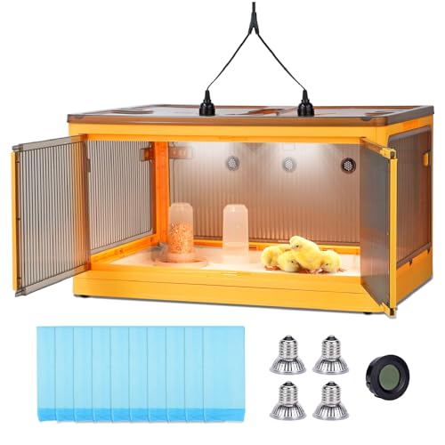 Chicken Brooder Box for Chicks Starter Kit, Large Chicken Brooder Heater Warms up to 30 Chicks, Poultry Breeding Box Suitable for Chick Duckling Parrot Lizard (26" L x 18" W x 14" H) - size: 26"L x 18"W x 14"H