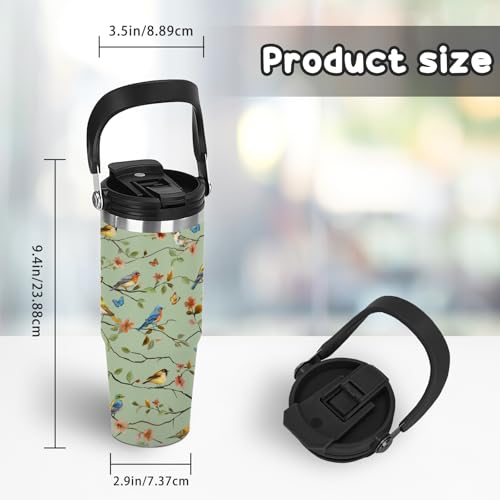 Birds Gifts for Women - 30oz Floral Tumbler with Straw Lid, Flower Aesthetic Insulated Tumbler, Leak-proof Stainless Steel Hummingbird Insulated Cup For Girls, Mom - Chinoiserie Birthday Gift Cup - color: Bird1