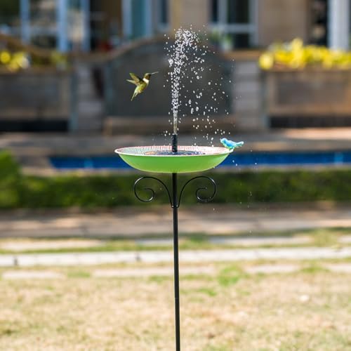 Metal Bird Bath for Outdoor,10" Wide Birdfeeder with Metal Stake | Vintage Bird Baths Feeder Bowl for Outdoors Garden Patio Yard Lawn Decor (Green) - color: Green-1