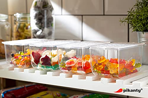 Pikanty Condiment Server Tray with 4 Removable Containers and Lids - Taco Bar, Pizza Bar, Burger Bar, Salad Toppings Organizer with Carry Handles, Dishwasher Safe, Made in USA - style: Condiment Server Large
