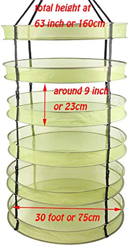 HORTIPOTS Herb Drying Rack Collapsible 2.5 ft Hanging Dry Net Rack for Hydroponic Herb Pot Vegetable Fruit Flower or Clothes Laundry - size: 2.5 FT diameter