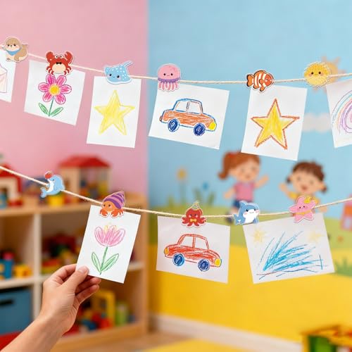 MAYJOYDIY 24Pcs Marine Animal Acrylic Chip Clips Crab Bag Sealer Closures | Dolphin Starfish Bag Clips, Assorted Sea Creature Silhouettes, Firm Sealing Force, Preserve Food Tidy Kitchen Storage Space - style: Marine Organism