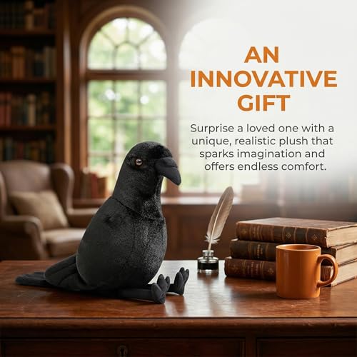 Crow Plush Toy - Realistic 12inch Black Crow Halloween Stuffed Animal, Cute Little Bird Raven Plush as Gift for Your Friends - style: Black Crow