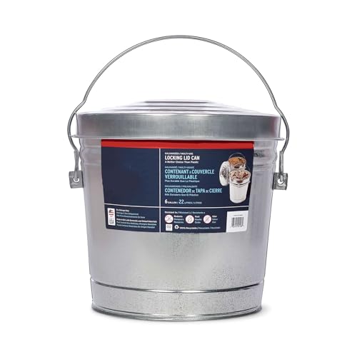 Galvanized Steel Storage Jar with Locking Lid 6 Gallon Airtight Container for Kitchen Pantry