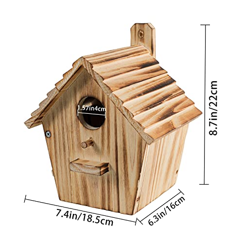 Bird House Bird Houses for Outside with Pole Wooden Bird House for Finch Bluebird House Cardinals Hanging Birdhouse Clearance Garden Country Cottages (B8) - color: brown