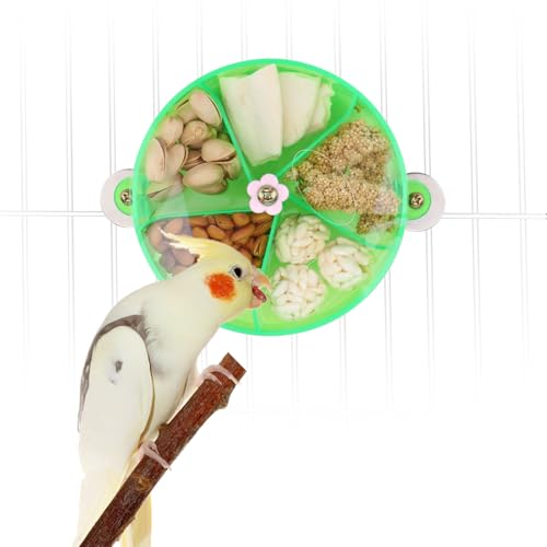 Bird Creative Foraging System Wheel Seed Food Ball Rotate Training Toy for Small and Medium Parrots Parakeet Cockatiel Conure (Green) - color: Green