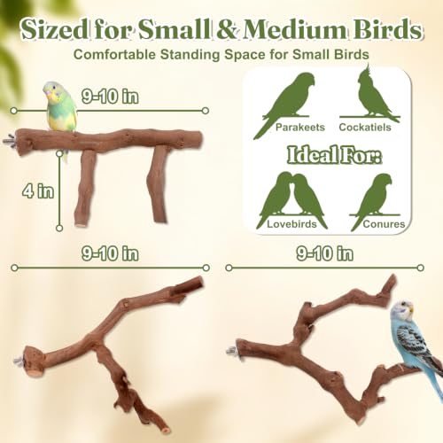 3PCS Natural Grapevine Bird Perch Set for Cage, Parakeet Cage Accessories