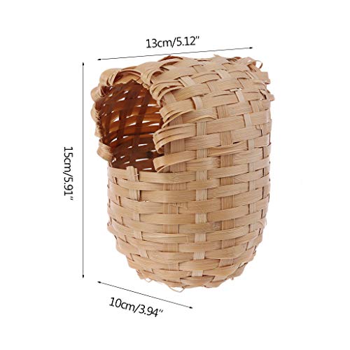 Small Bird Nest with Metal Hook Hand-Woven Bird Eco-Friendly Natural Bamboo Cage Accessories Hanging Bird Shelter