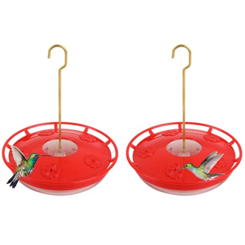 Hummingbird Feeders for Outdoors Hanging - 2 Pack No Leak Humming Bird Feeder, Easy to Clean & Fill, High View Perch, 5 Feeder Ports, Perfect for Hanging on the Tree,Yard. Hanger Incl,14 Oz - size: 2 pack(5 Feeder Ports)