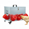 Magicfly 40 lbs Chicken Feeder No Waste, Large Metal Chicken Feeder Box | 8 Bell-Mouth Feeding Port, with Handle and Wheels, Rat Proof Chick Feeder for Chickens, Ducks & Geese - size: 40 lb