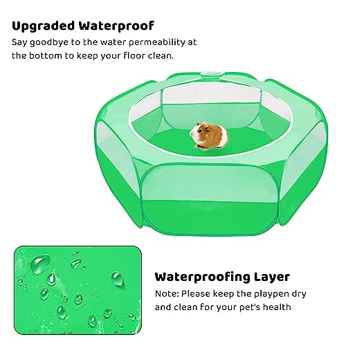 Amakunft Small Animal Pop-Up Playpen with Mesh Cover, 47'' x 23.6'' x 15'' Chicken Brooder Box, Play Pen Indoor Outdoor for Guinea Pigs, Bunny, Rabbits, Kittens - color: Green