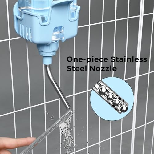 Vannon Small Pet Water Bottle, 25oz Top-Fill Cage Water Dispenser, Blue | Top-fill small pet water bottle with a spring-free stainless steel nozzle for everyday hydration and easy refills. - color: Blue, size: 25oz