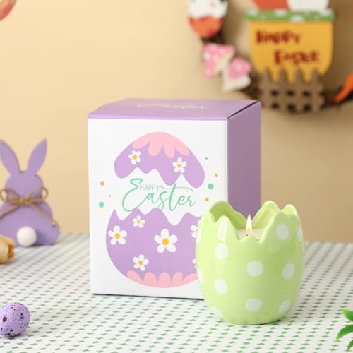 KORMMCO Easter Egg Candle, Vanilla Scented, Green, 8.5oz - color: Green