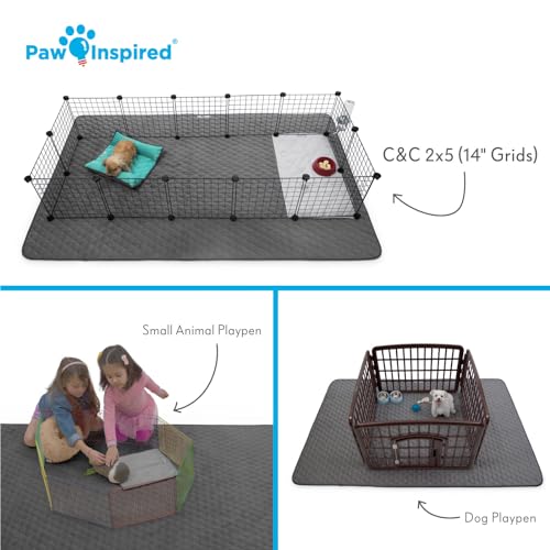 Paw Inspired 80x50 Inch Playpen Mat, Fleece Cage Liner, Dark Gray | Super Absorbent, Waterproof Non-Slip Bottom, Play Pen Pad for Dogs, Rabbits, Guinea Pigs, Hamsters, Small Animals, Pets - color: Dark Gray