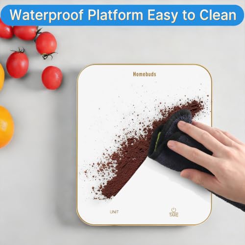 Homebuds 33lb Digital Food Scale Grams and Ounces in 1g, High Precision Assured by Kitchen Scale Professional Factory Since 2001, Gram Scale for Cooking and Baking, LED, 3*AAA, White by Golden Line - color: white