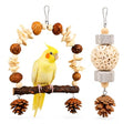 2 Pack Natural Bird Toys Set - Prickly Ash Wood Arch Swing with Walnuts & Cuttlebone - Sola Ball Shreddable Toy with Beak Grinding Pumice Stone, Cage Accessories for Cockatiel, Conure, Parakeets - color: Wood B(Sola Ball Set)